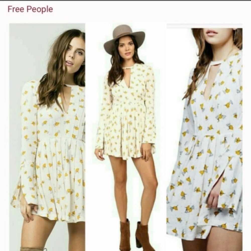 FREE PEOPLE “TEGAN” PRINTED CUTOUT MINI DRESS